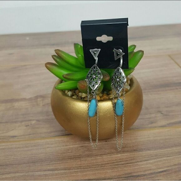 Fashion Jewelry Color Blue & Silver Gray Boho Earrings - Picture 1 of 2